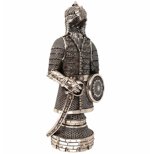 Osmanische Rüstung mit der Siegessure, Surah al Fath in Silber, 27 cm