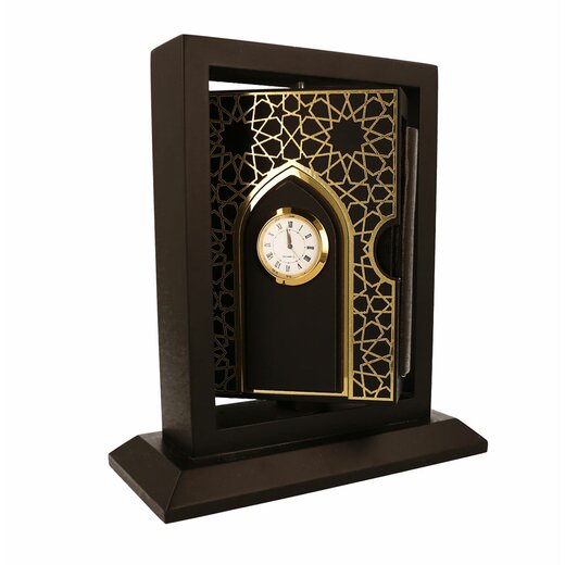 Drehbares Koranfach, verziert mit goldener Uhr und Ornamenten