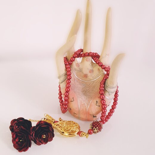 99er Perlen Tesbih mit Rosen und Tulpen Design