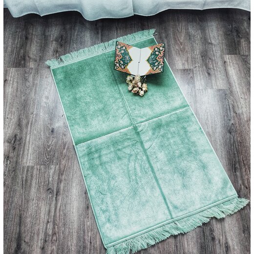 Blanker Gebetsteppich ohne Ornamente, 70 x 110 cm Minzgrn
